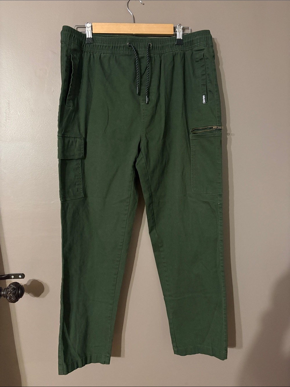 Tony Hawk Olive Green Cargo Joggers with Drawstring Waist
